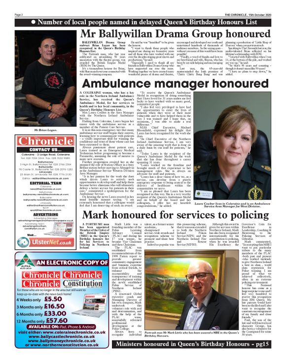 Coleraine Chronicle - 15/10/2020